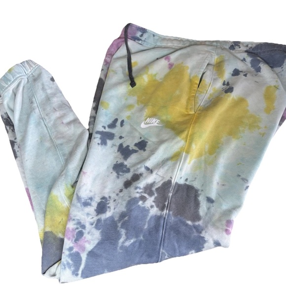 Nike Other - Nike Tie Dye Joggers Fleece Sweatpants Men's Large Gray Blue Splattered Paint